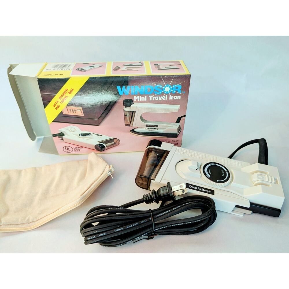 MCM Vintage Travel Prop Mini Travel Iron & Sprayer Windsor Dual Voltage CI-201